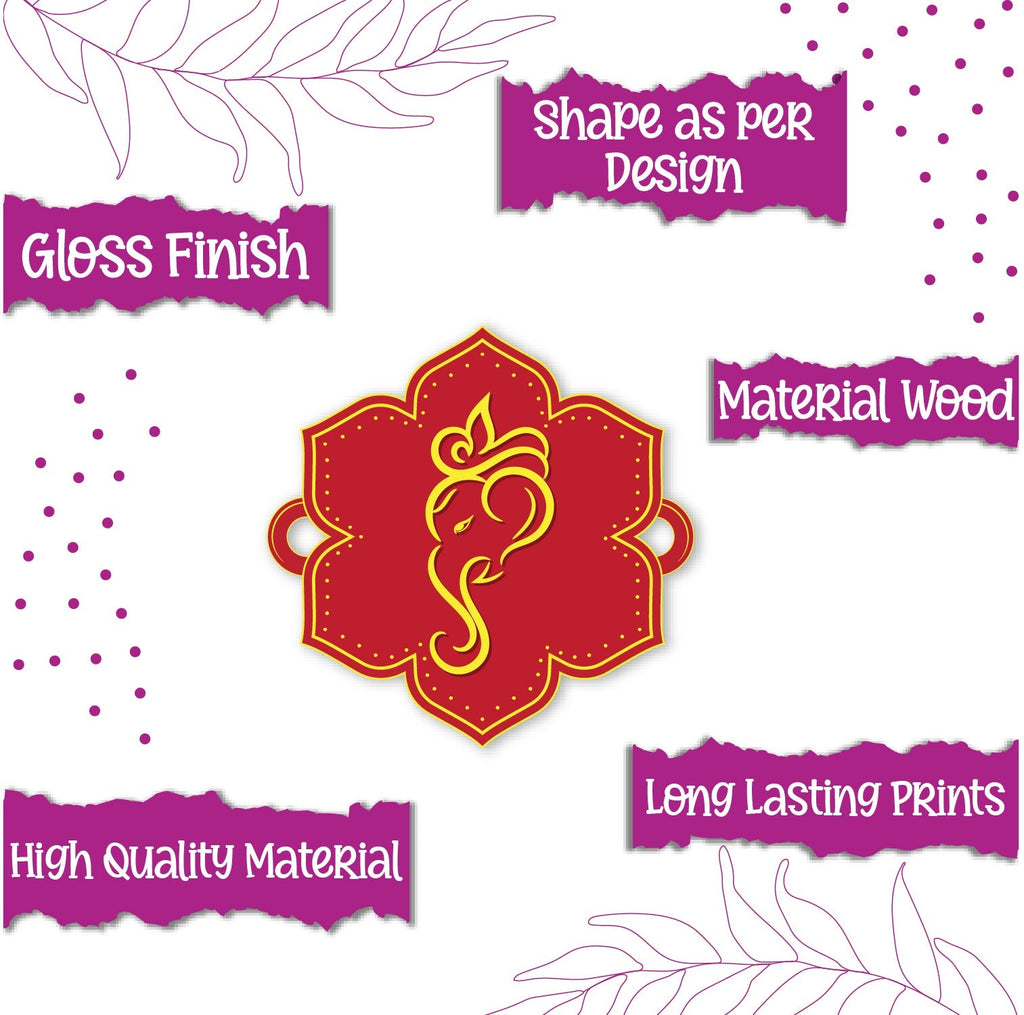 Indianvibez Lord Ganesha Wooden Rakhi, God Religious Spiritual Rakhi - Kids Rakhi | Grocsy