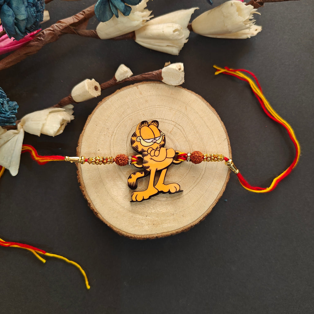 Indianvibez Garfield Wooden Rakhi, Cartoon Rakhi for Brother - Kids Rakhi | Grocsy