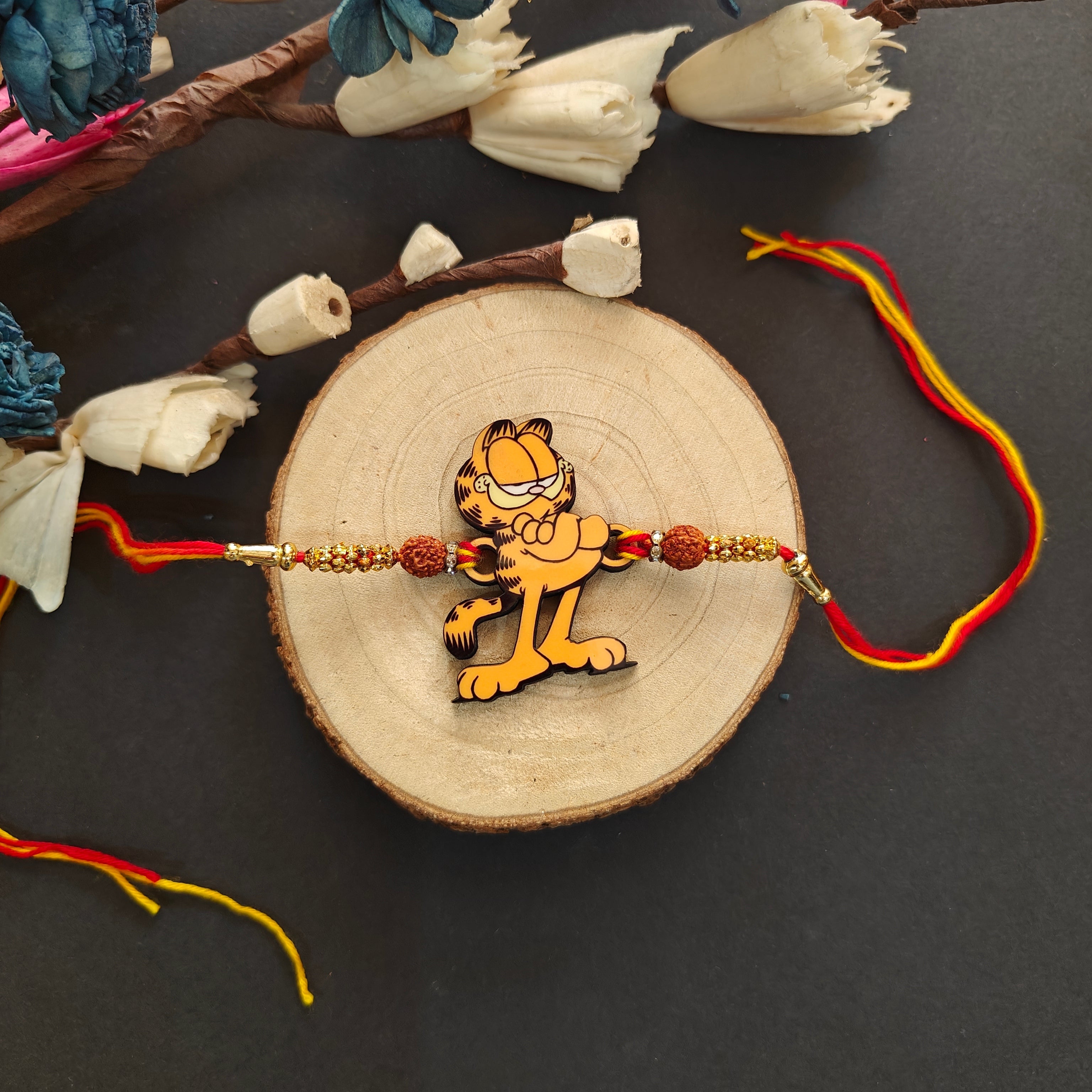 Indianvibez Garfield Wooden Rakhi, Cartoon Rakhi for Brother - Kids Rakhi | Grocsy