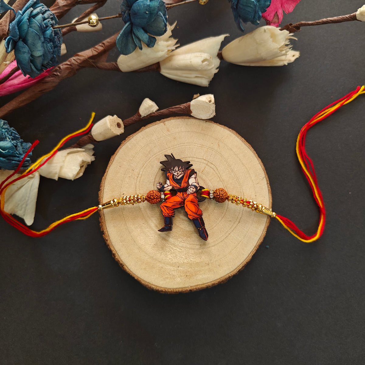 Indianvibez Goku Wooden Rakhi, Anime Rakhi for Brother India - Kids Rakhi | Grocsy