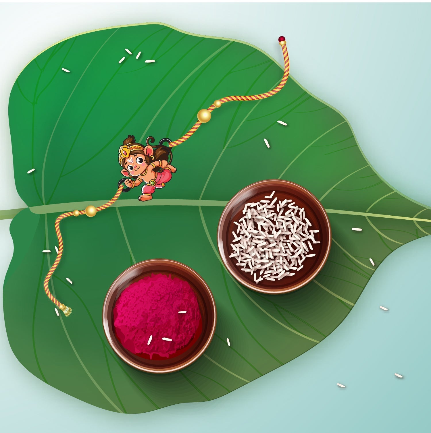 Indianvibez Lord Hanuman Wooden Rakhi for Brother, Divine & Spiritual Rakhi for Bhai , Bhaiya - Kids Rakhi | Grocsy