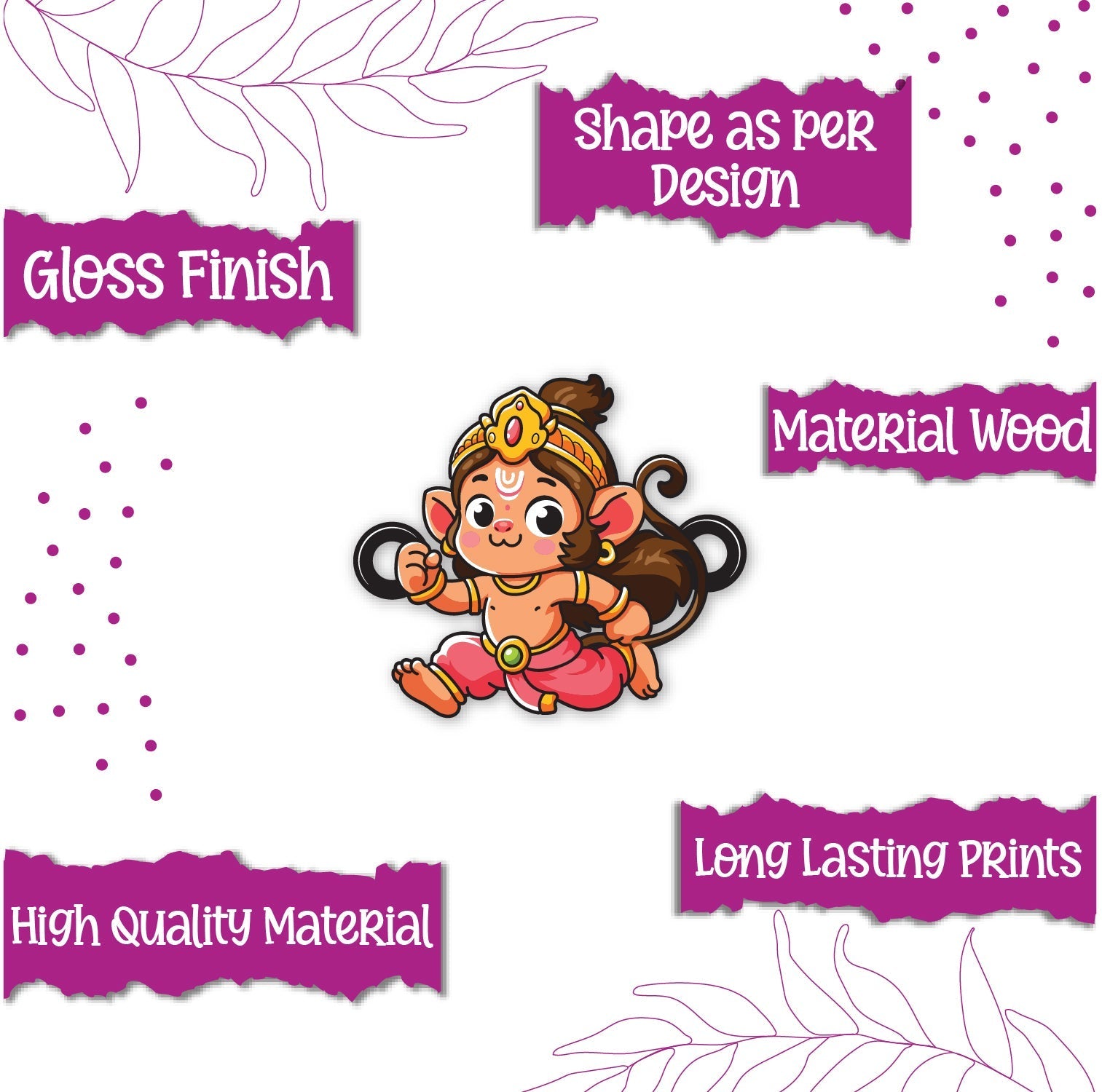 Indianvibez Lord Hanuman Wooden Rakhi for Brother, Divine & Spiritual Rakhi for Bhai , Bhaiya - Kids Rakhi | Grocsy