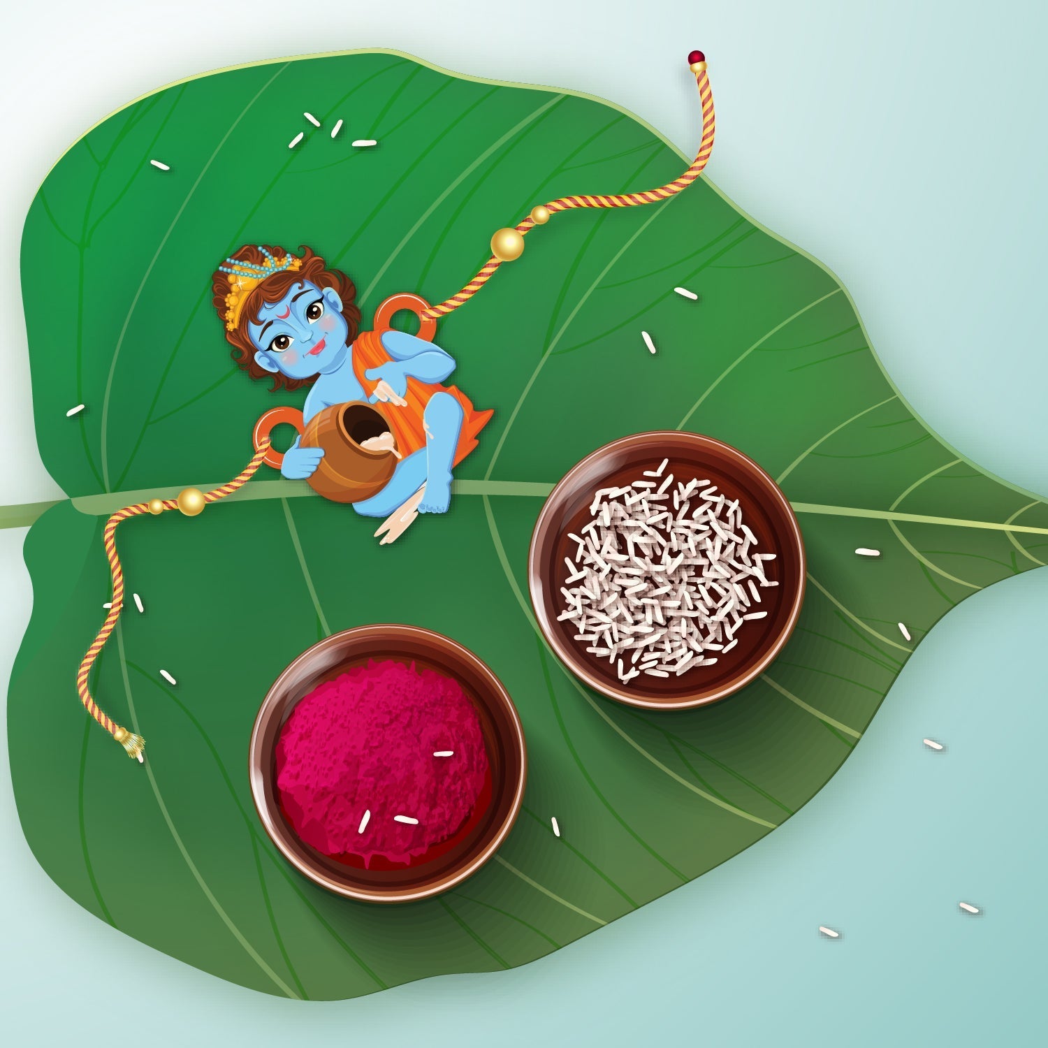 Indianvibez Lord Krishna Wooden Rakhi for Brother, God Religious Spiritual Rakhi - Kids Rakhi | Grocsy