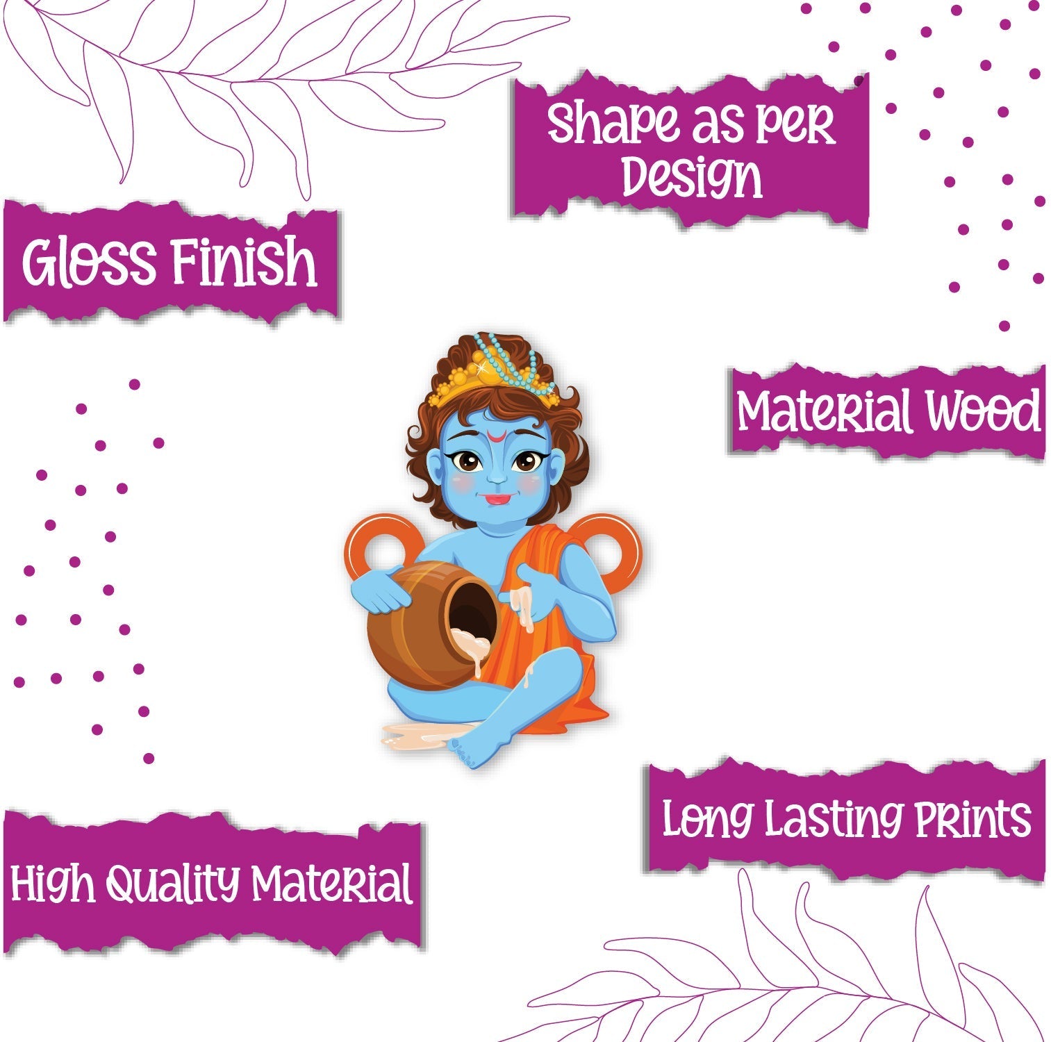Indianvibez Lord Krishna Wooden Rakhi for Brother, God Religious Spiritual Rakhi - Kids Rakhi | Grocsy