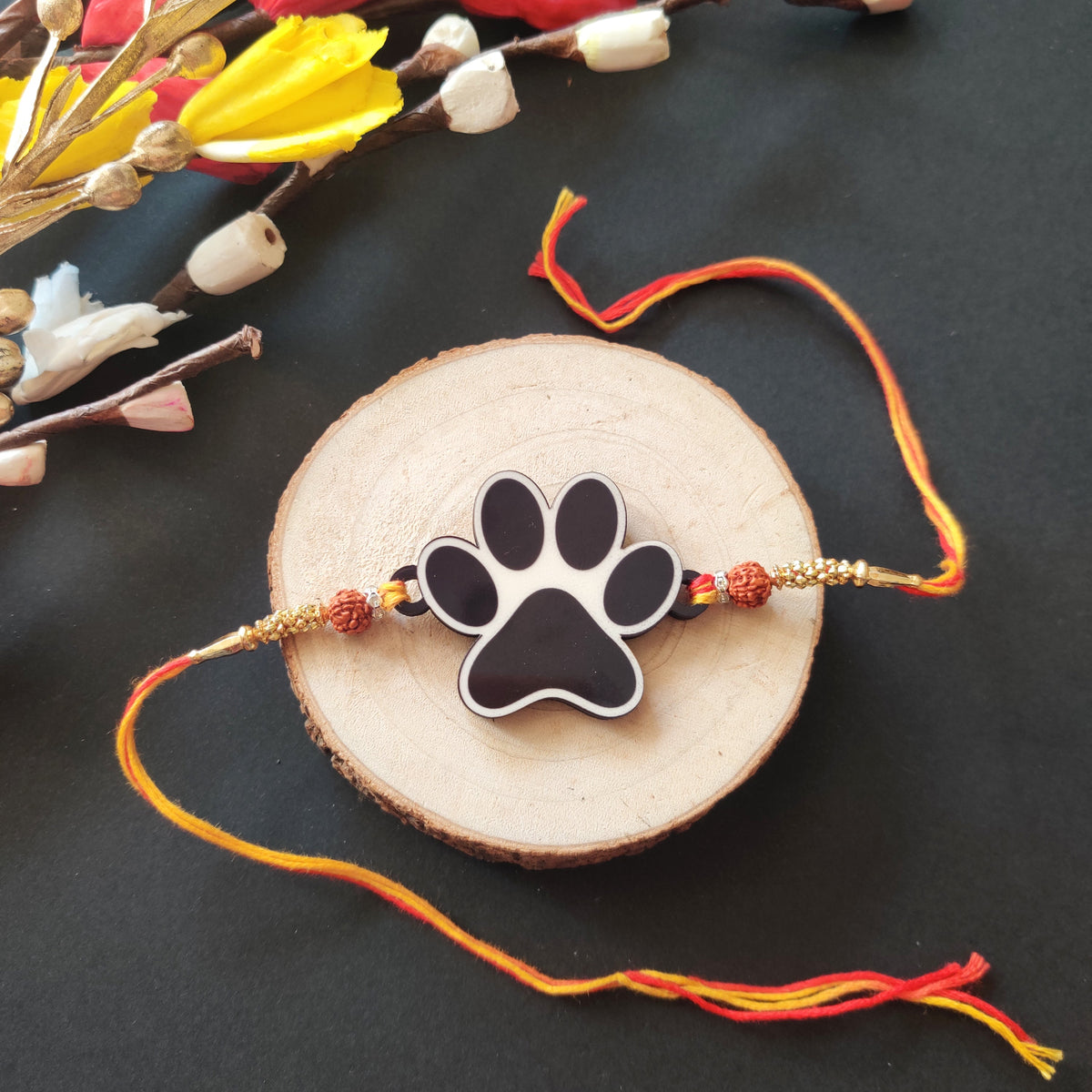 Indianvibez Dog Paw Wooden Rakhi, Cute Pet Animal Themed Rakhi for Brother - Kids Rakhi | Grocsy