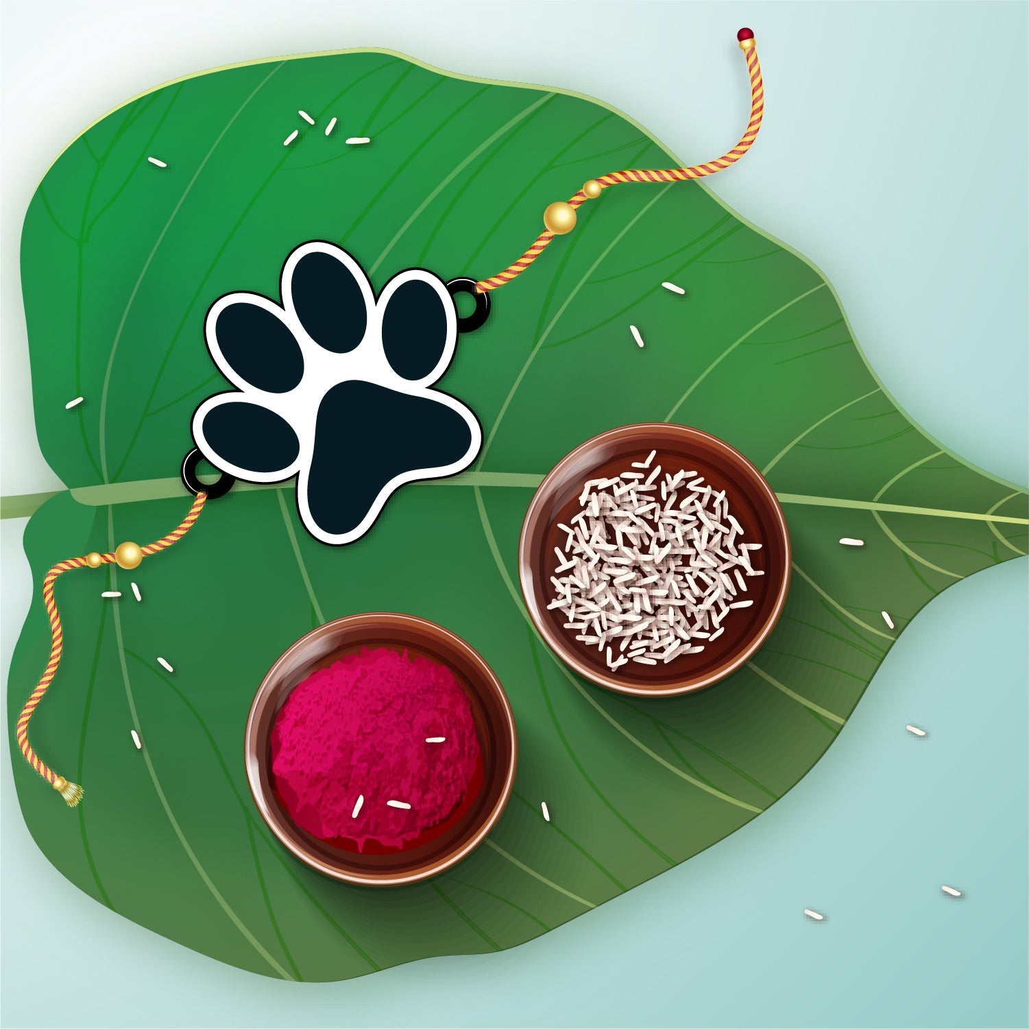 Indianvibez Dog Paw Wooden Rakhi, Cute Pet Animal Themed Rakhi for Brother - Kids Rakhi | Grocsy