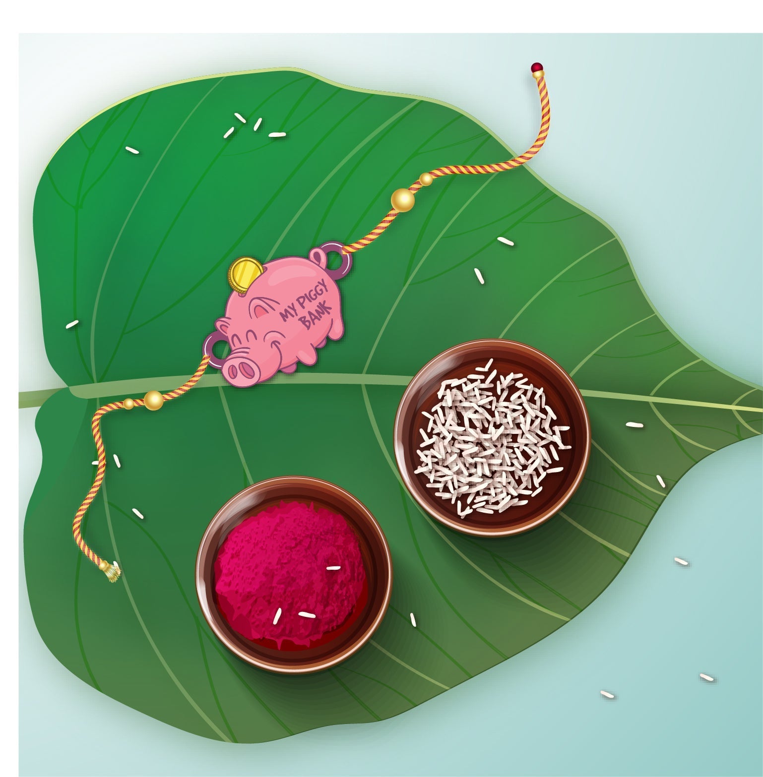 Indianvibez Piggy Bank Wooden Rakhi, Cute Rakhi for Brother - Kids Rakhi | Grocsy