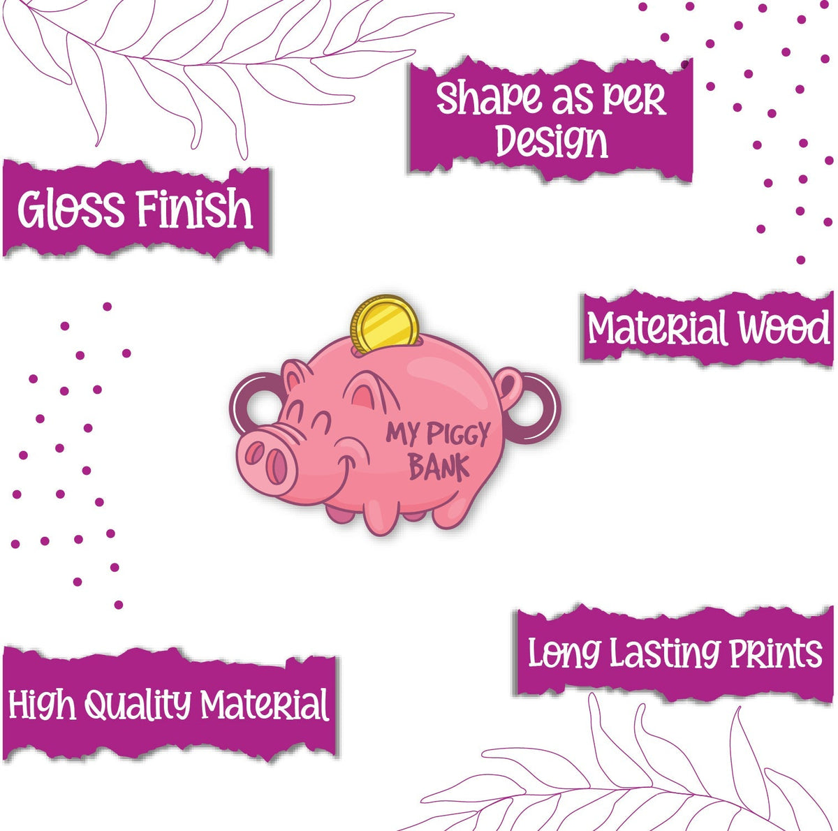 Indianvibez Piggy Bank Wooden Rakhi, Cute Rakhi for Brother - Kids Rakhi | Grocsy