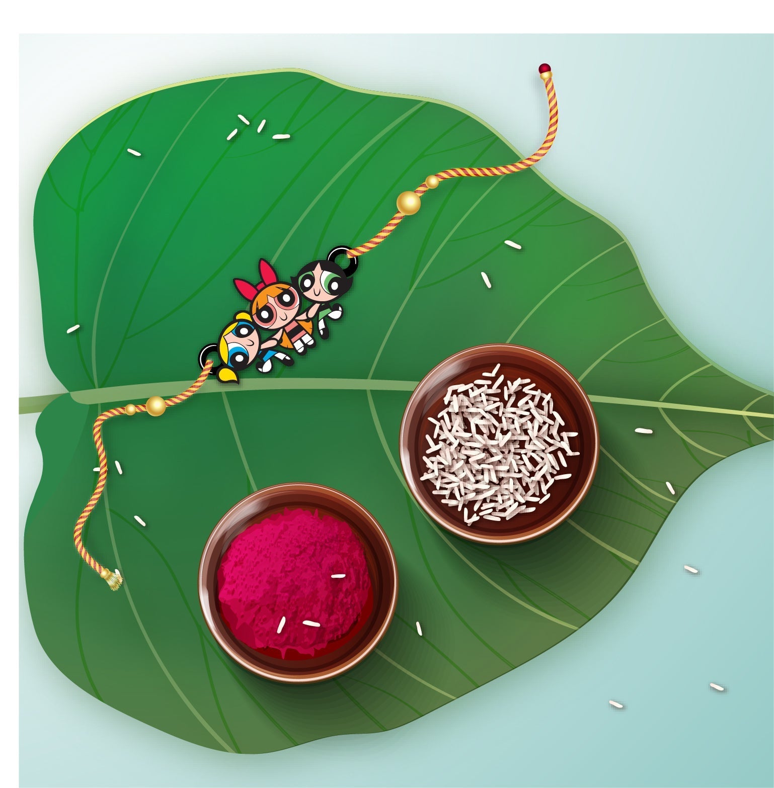 Indianvibez Powerpuff Girls Wooden Rakhi, Cute Rakhi Lumba for Sister, Bhabhi - Kids Rakhi | Grocsy