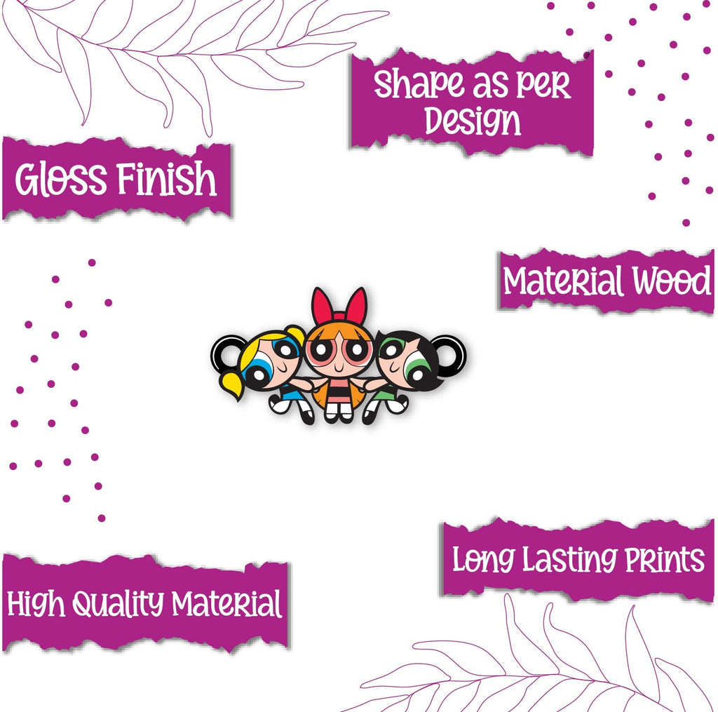 Indianvibez Powerpuff Girls Wooden Rakhi, Cute Rakhi Lumba for Sister, Bhabhi - Kids Rakhi | Grocsy