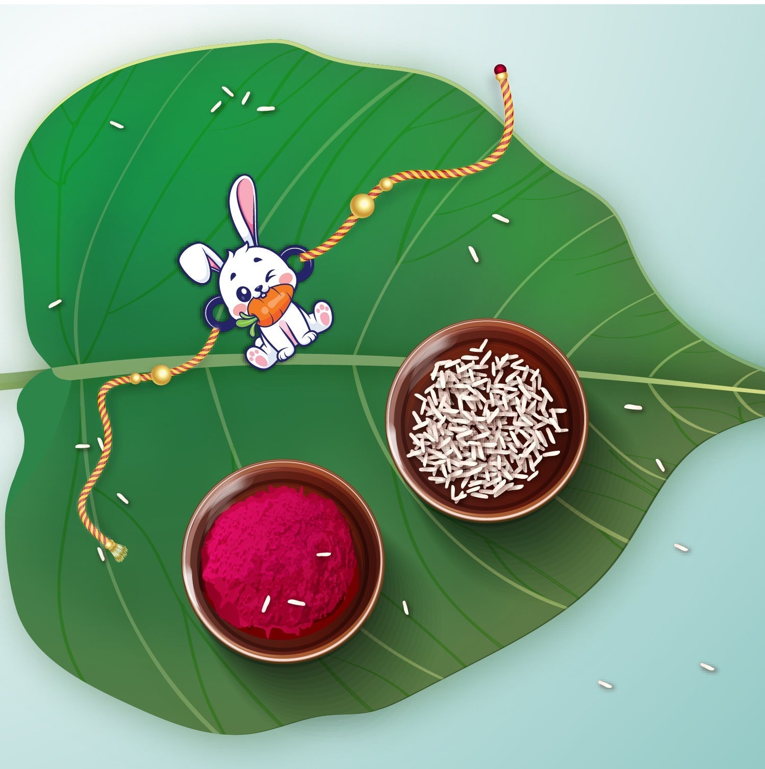Indianvibez Rabbit Wooden Rakhi, Cute Animal Rakhi - Kids Rakhi | Grocsy