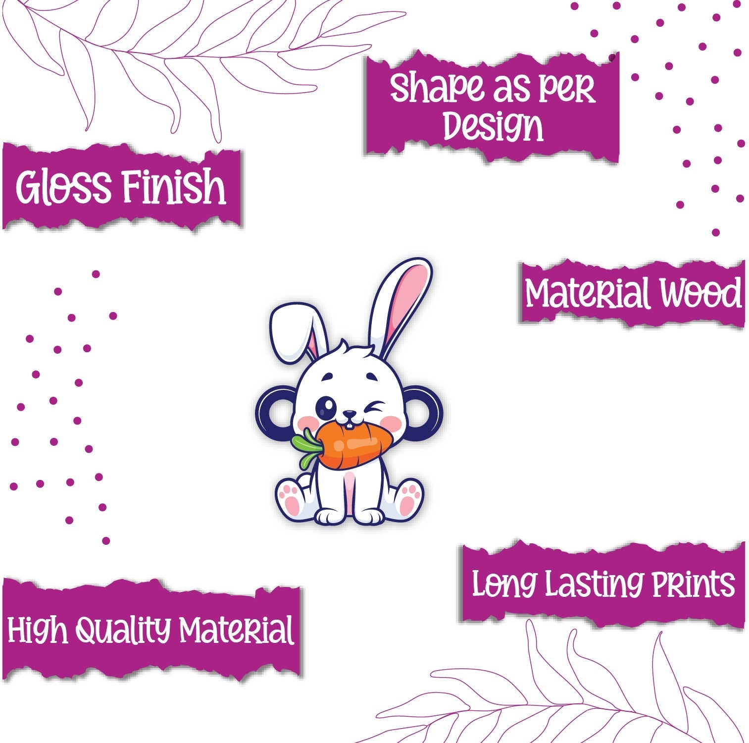 Indianvibez Rabbit Wooden Rakhi, Cute Animal Rakhi - Kids Rakhi | Grocsy