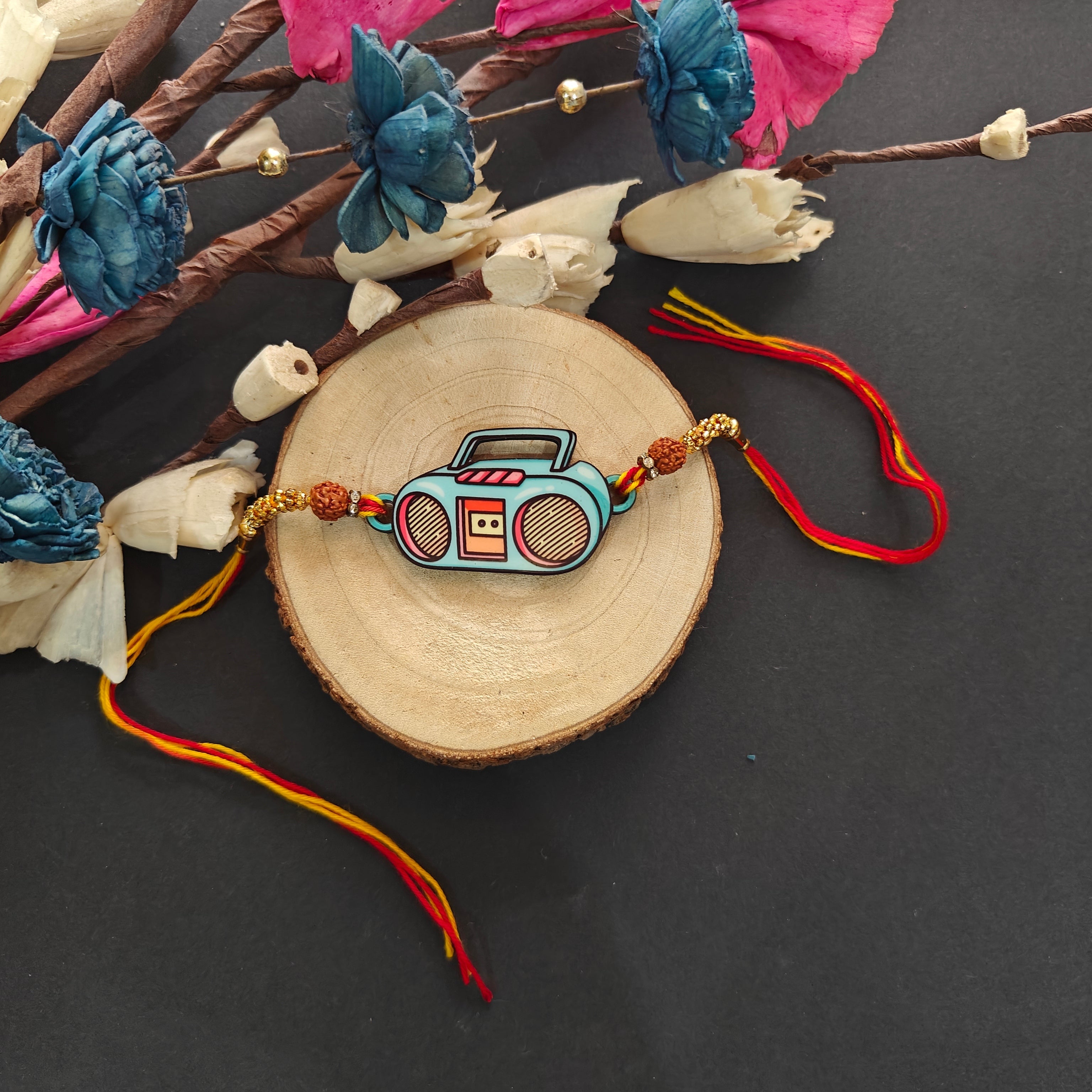 Indianvibez Radio Wooden Rakhi, Quirky Retro Rakhi for Brother - Kids Rakhi | Grocsy