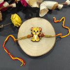 Indianvibez Cute Tiger Rakhi for Brother, Wooden Animal Rakhi - Kids Rakhi | Grocsy