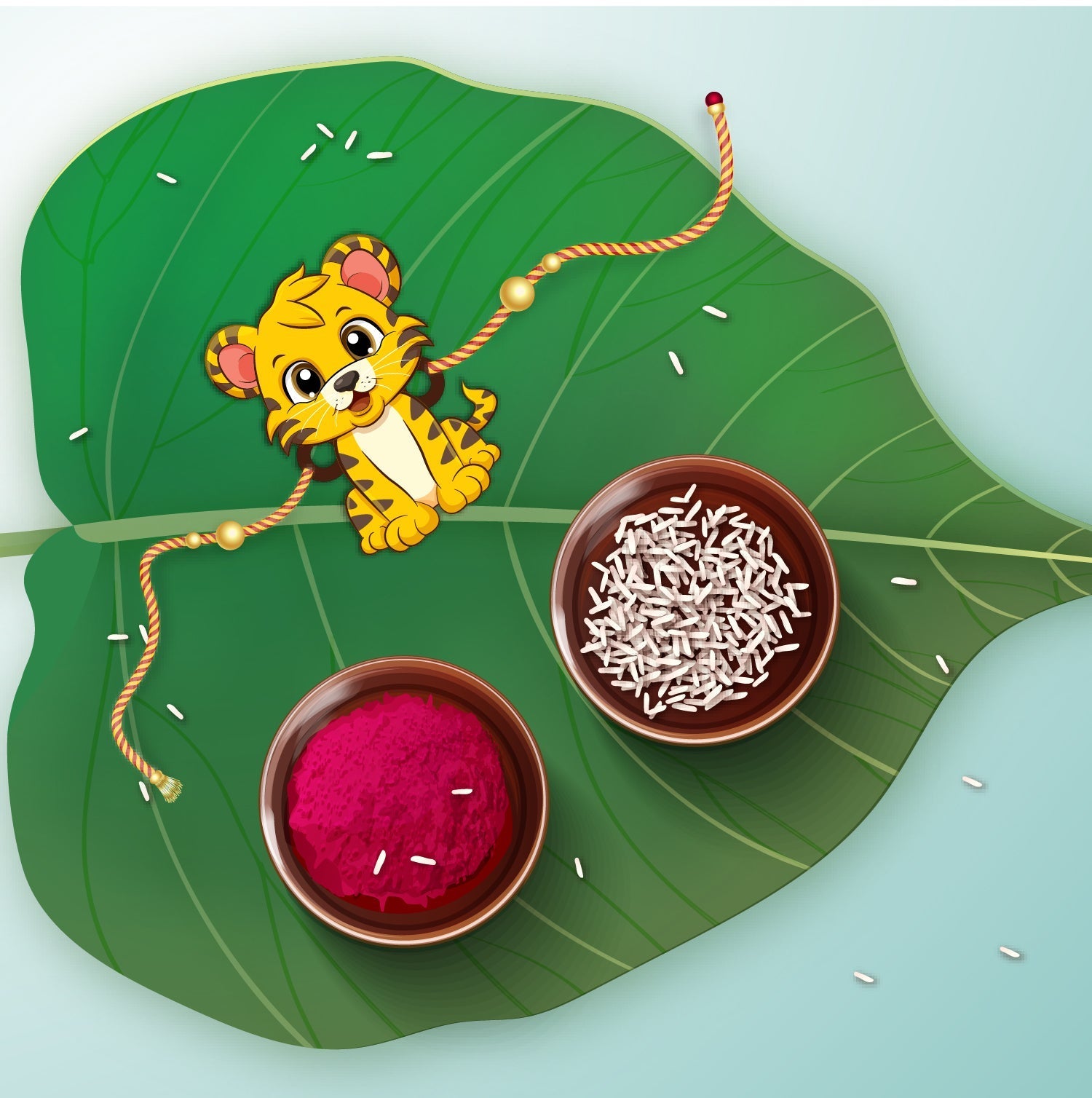 Indianvibez Cute Tiger Rakhi for Brother, Wooden Animal Rakhi - Kids Rakhi | Grocsy