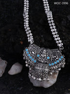Mominos Fashion Johar Kamal Oxidised Laxmi Mata With Tarquiose Stones Long Necklace | Grocsy