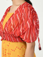 Myshka Women's Yellow Empire Printed Dress | Grocsy