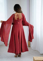 Teeya Creation Brown Color Pure Roman Silk Party Wear Designer Gown | Grocsy