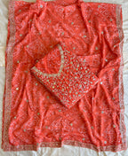 KC Orange Bandhani Printed Heavy Emrboidery Worked Sharara Suit Ethnic Wear | Grocsy