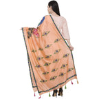 A R Silk Silk Peacock Multi Fancy Dupatta Color Peach Dupatta or Chunni | Grocsy