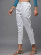 Juniper Women's White Solid Straight Slim Pant | Grocsy