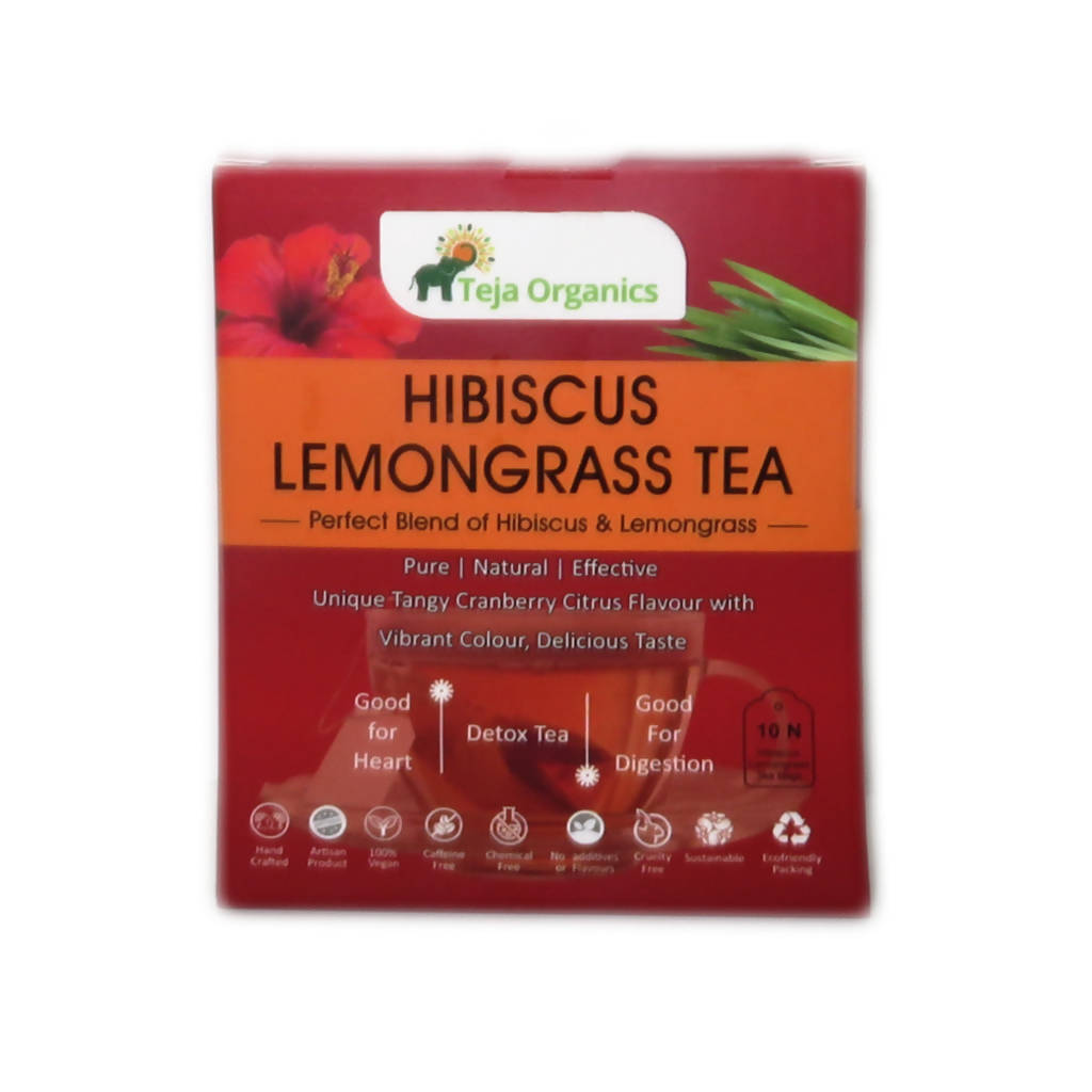 Teja Organics Hibiscus & Lemongrass Tea Bags | Grocsy
