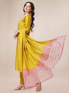 Hand Embroidered Kurta With Pant & Dupatta Set, Multicolor - Hiral Fashion | Grocsy