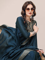 Hand Embroidered Button Embellished Kurta With Pant And Sequined Dupatta, Multicolor - Hiral Fashion | Grocsy