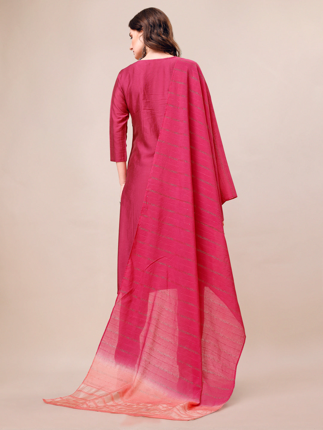 Hand Embroidered Mirror Detailed Kurta With Pant & Dupatta, Multicolor - Hiral Fashion | Grocsy