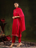 Sequined Embroidered Kurta With Pant & Sequined Embroidered Dupatta, Pink - Hiral Fashion | Grocsy