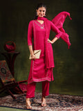 Sequined Embroidered Kurta With Pant & Sequined Embroidered Dupatta, Pink - Hiral Fashion | Grocsy