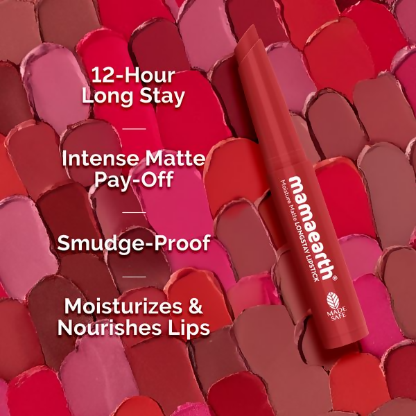 Mamaearth Moisture Matte Longstay Mini Lipstick - Raspberry Scarlet | Grocsy