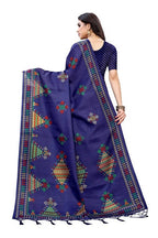 Vamika Navy Kalamkari Print With Jhalar Khadi Silk Saree (KITE NAVY) | Grocsy