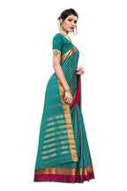 Vamika Rama Cotton Silk Weaving Saree (Rimi Checks Rama) | Grocsy