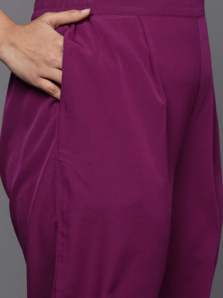 Ahalyaa Women's Traditional wear Kurta Set - Purple | Grocsy