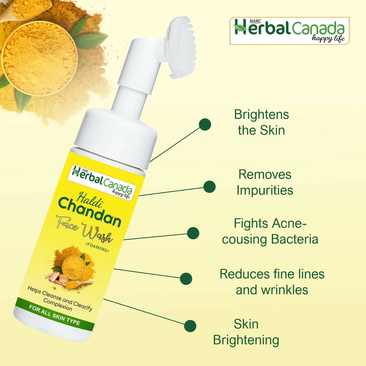 Herbal Canada Haldi Chandan Foaming Face Wash | Grocsy