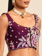 House of Panchhi Burgundy Georgette Sequins and thread embroidery Lehenga choli & Dupatta | Grocsy