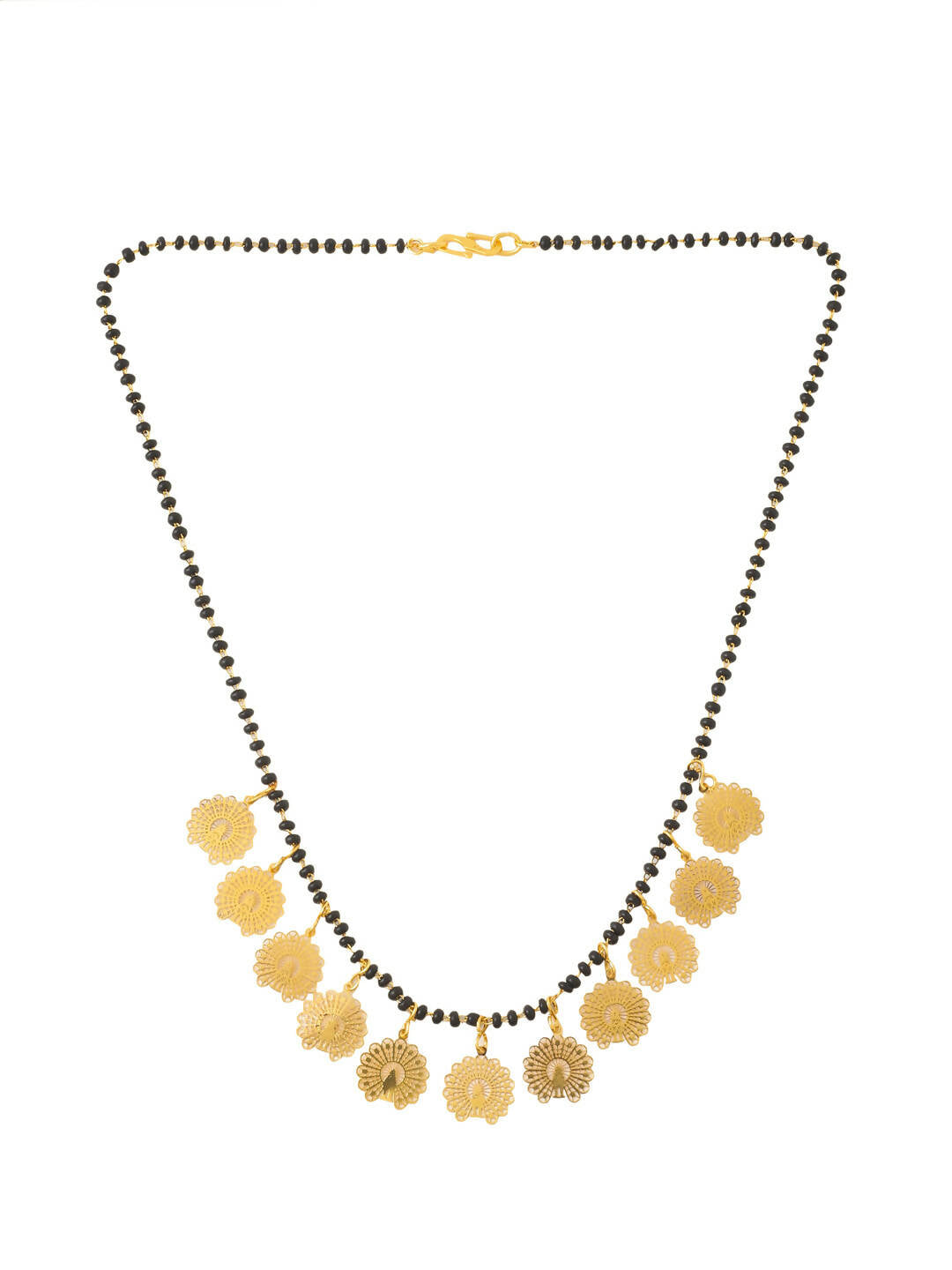 NVR Women Ethnic Gold-Polished Beaded Mangalsutra | Grocsy