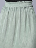 Myshka Chiffon Solid Green Women Skirt | Grocsy