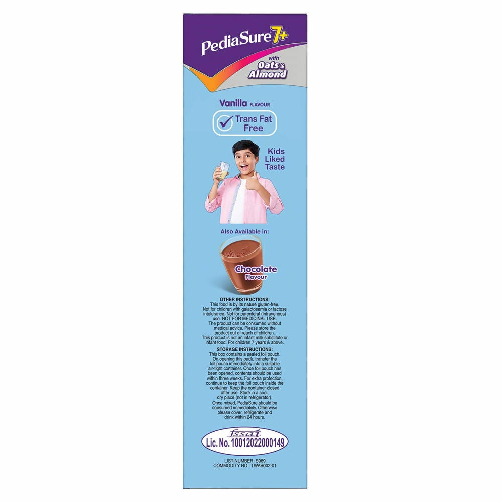 Pediasure 7 Plus Oats & Almond Nutrition Drink Powder Vanilla Flavour | Grocsy