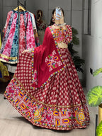 Yash Enterprise Multicolor Rayon Cotton Embroidery Semi Stitched Navratri Chaniya Choli | Grocsy