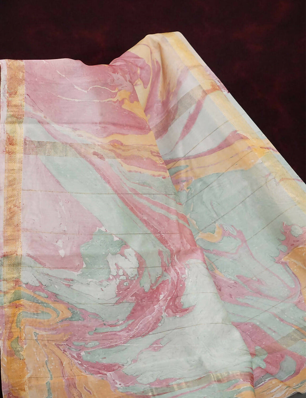 Shades Of Peach And Off White Printed Chanderi Saree For Regular/Office Wear By Gayathri Reddy Designer Studio | Grocsy