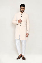 Joban Fashion Cream Colored Terry Rayon Fabric Indo Western With Straight Fit Pant | Grocsy