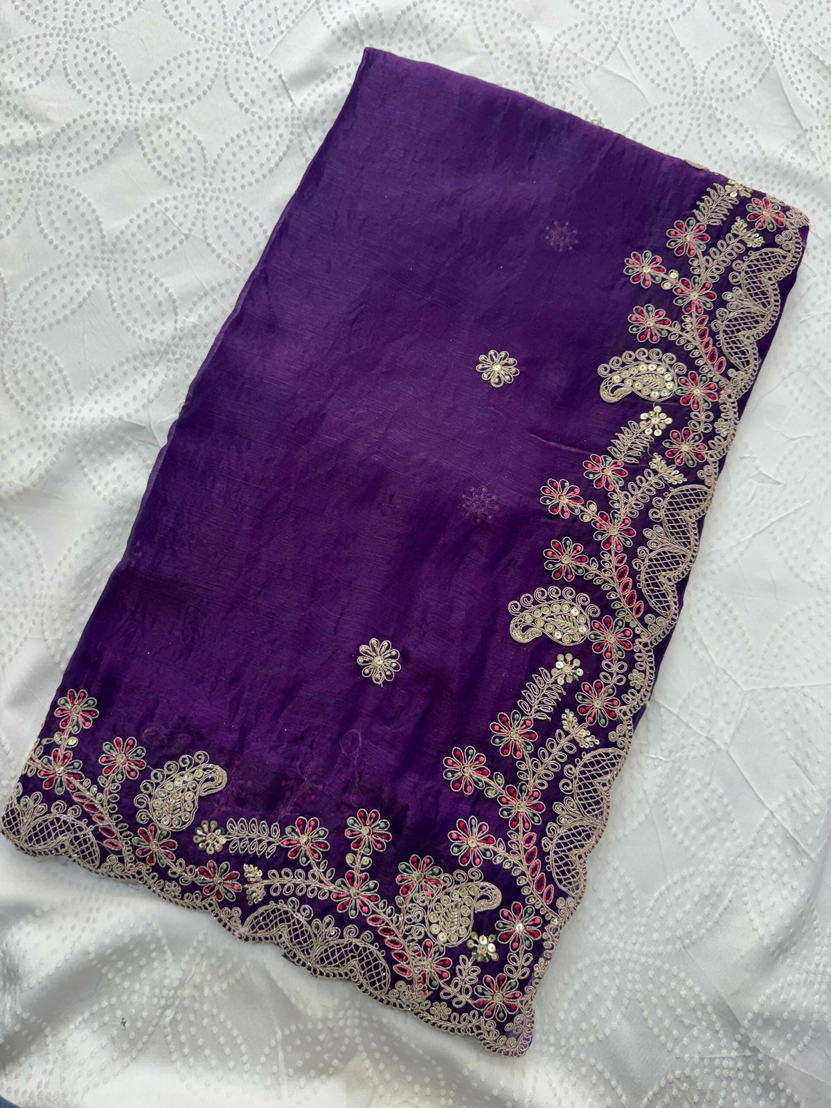 Teeya Creation New Womens Latest Party Wear Soft Chiffon Silk Saree-Purple | Grocsy