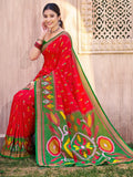 Anaita Red Silk Saree With Blouse Piece | Grocsy