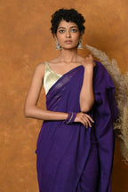 Very Much Indian Pure Mul Cotton Handloom Saree - Purple | Grocsy