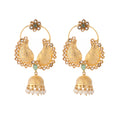 Nuyug 22K Gold Plated Pearls Studded Contemporary Shaped Mini Jhumki Drop Dangler Earrings | Grocsy