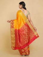 Kalamandir Checked Mustard Pashmina Saree | Grocsy