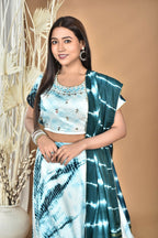 Morchari Women Tai Dai And Hand Embroidery Lehenga-Green | Grocsy