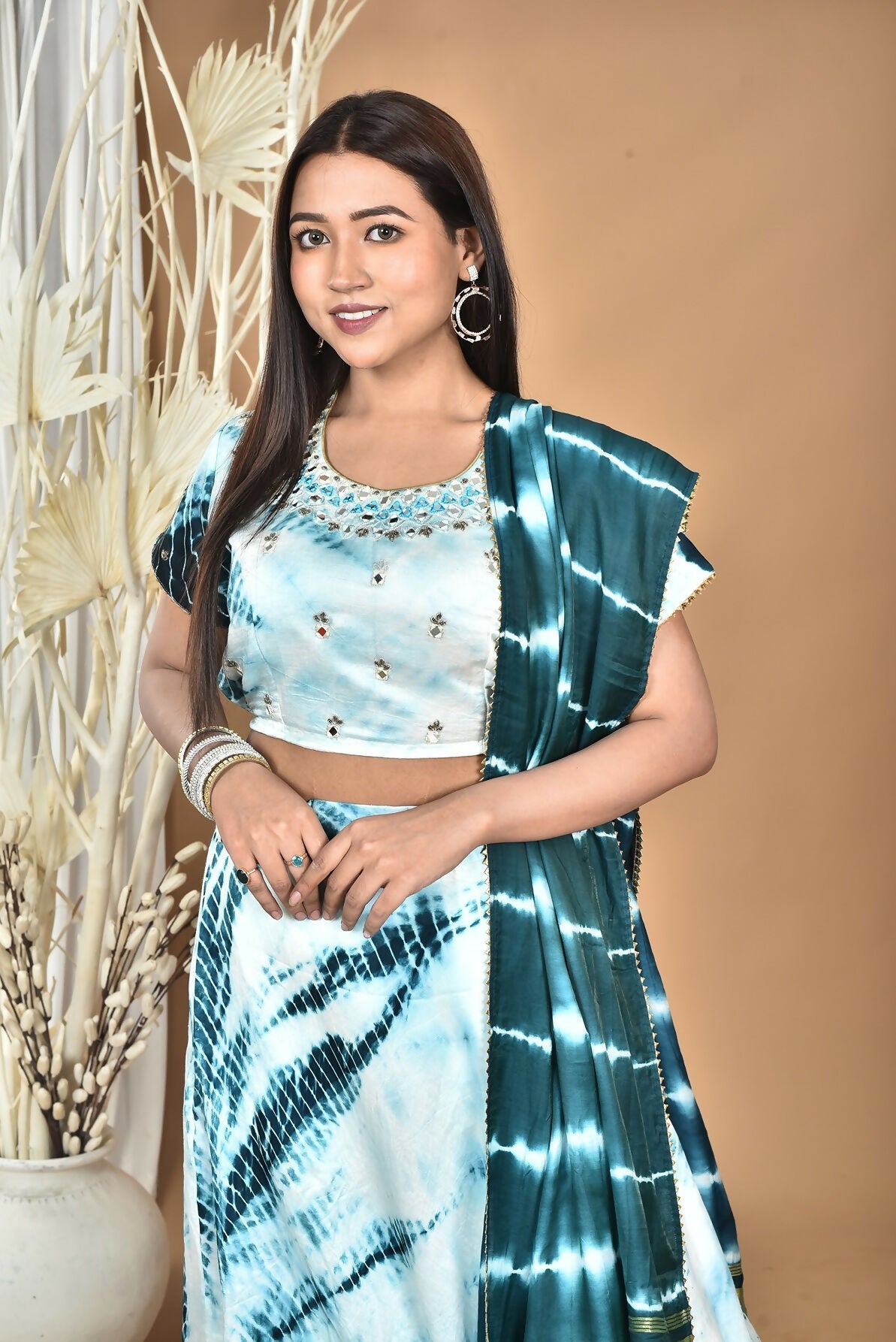 Morchari Women Tai Dai And Hand Embroidery Lehenga-Green | Grocsy